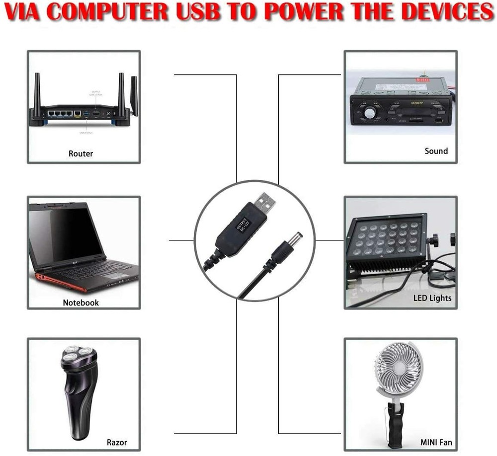 USB Power Boost Line DC 5V To DC 12V Step UP Module USB Converter Adapter Cable