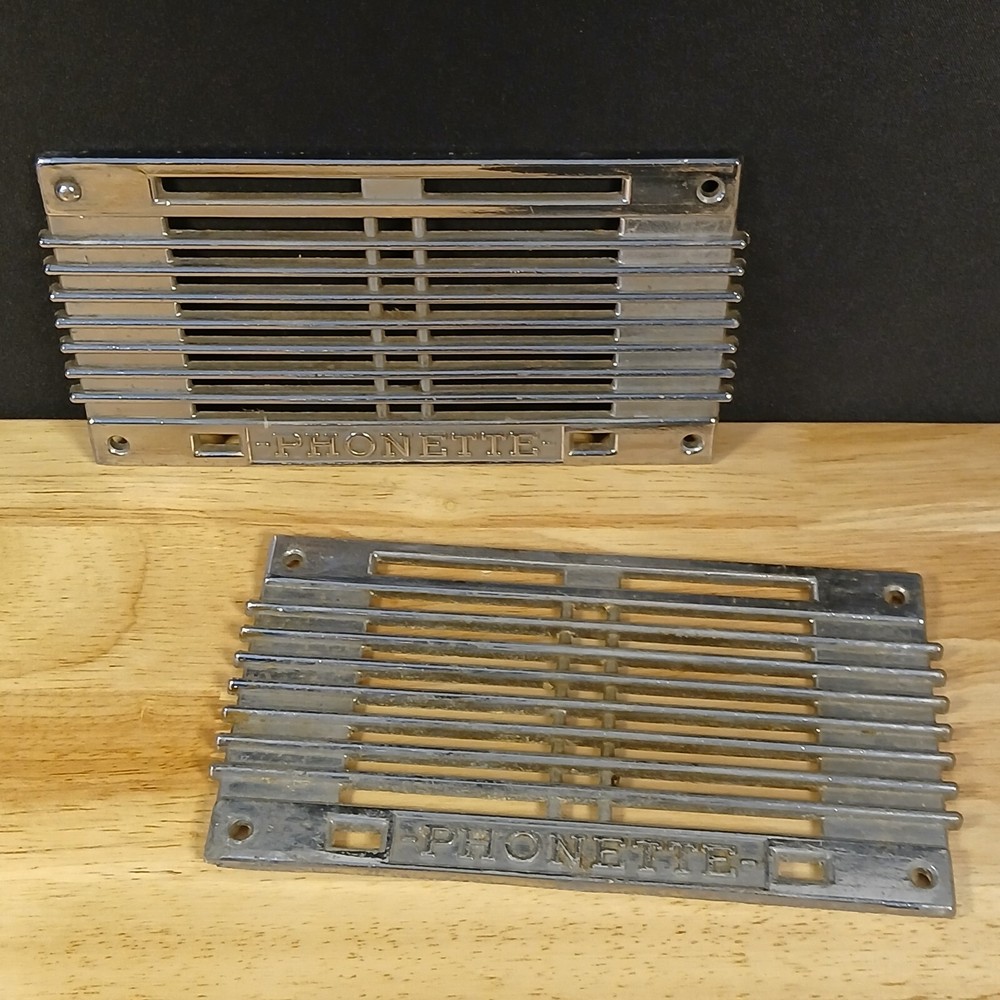1940's? Pair Chrome Deco -PHONETTE- Intercom Telephone System Speaker Grill