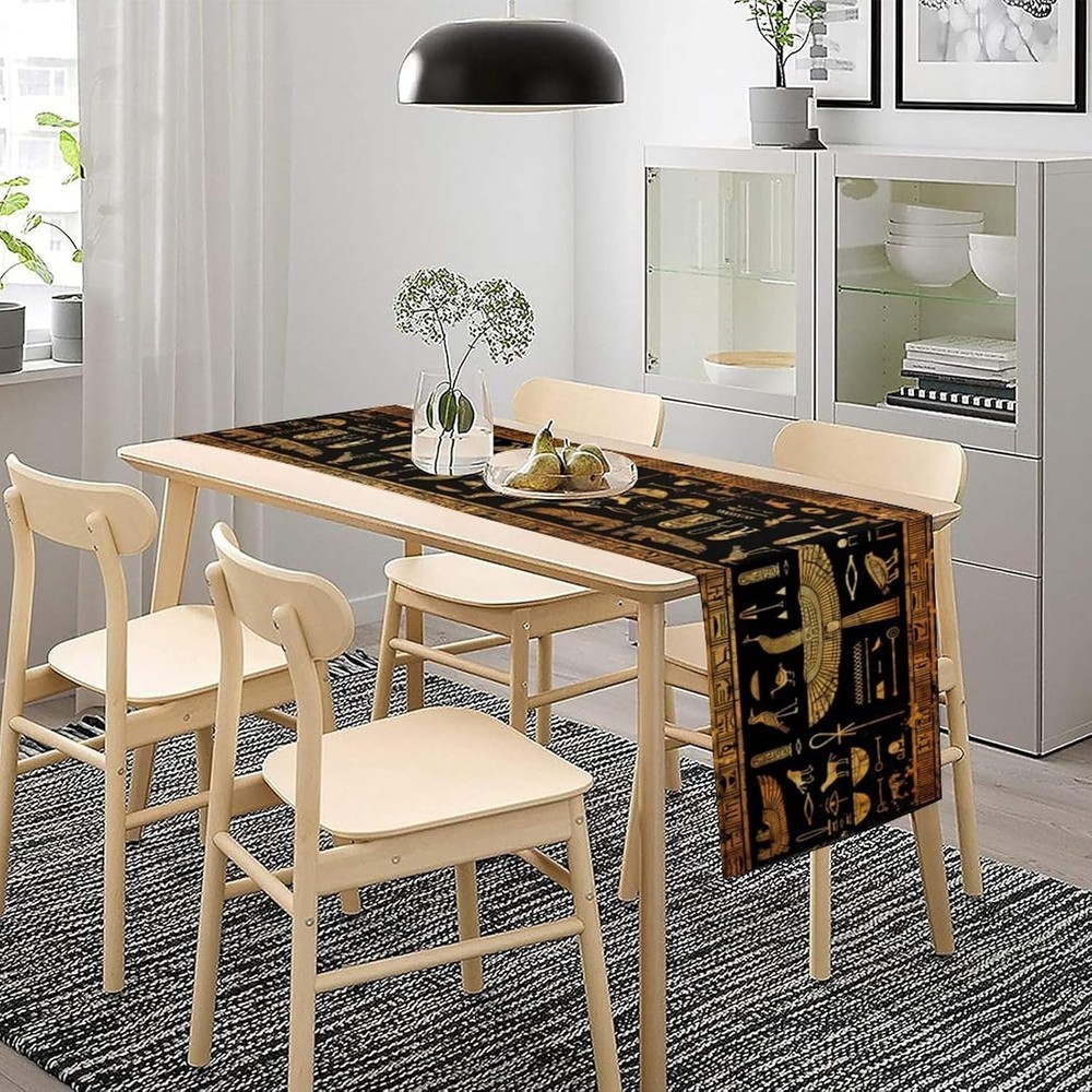 Retro Egyptian Elements Graffiti Pattern for Home Kitchen Table Decor 13x36in...