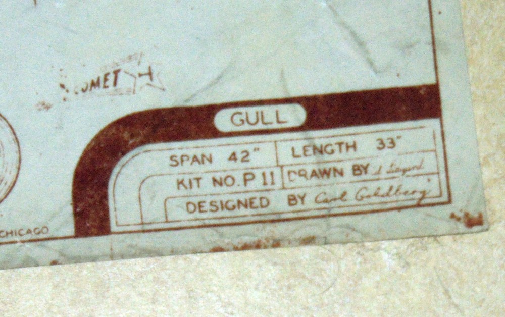 Carl Goldberg 1940 Comet Gull Model Airplane Plans