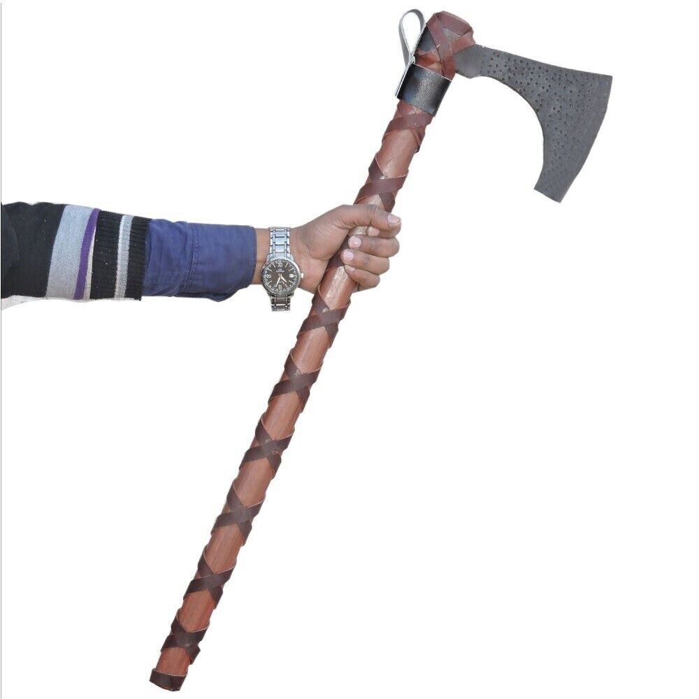 Hand Forged Viking Age Carbon Steel Bearded Axe - Fully Functional 30"