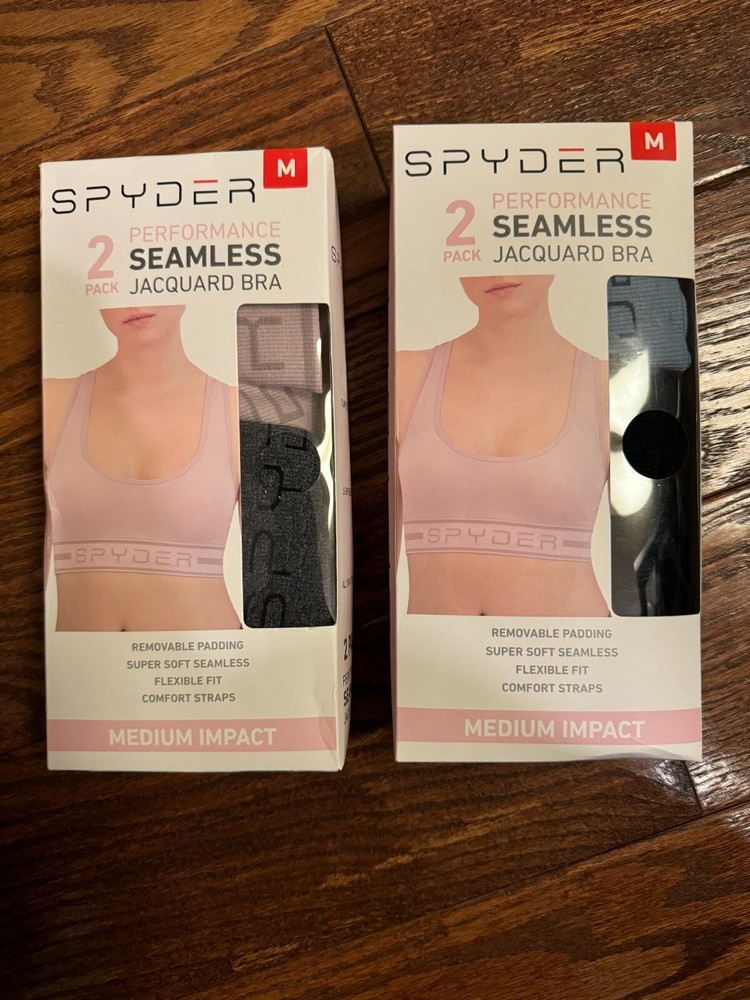 Spyder Women's 2pk Performance Seamless Jacquard Bra 322822 MSRP $48 NEW w TAGS