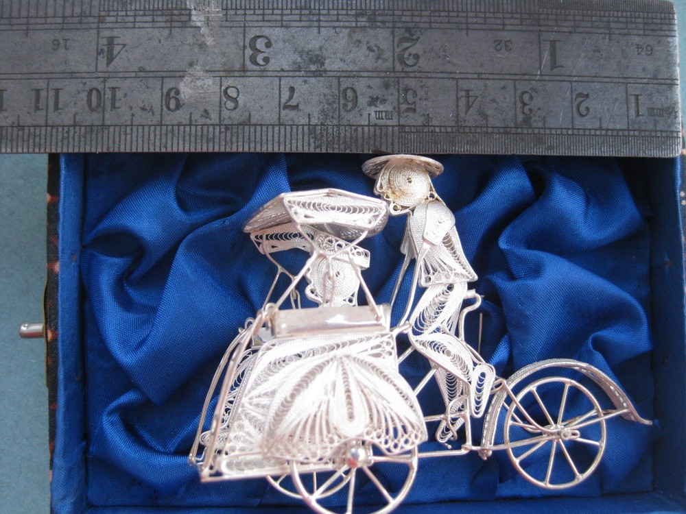 Old Silver Filigree Rickshaw Hand Made