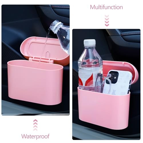 Pink Car Trash Can with Lid - Pack, Mini Auto Garbage Can 2 Silver Diamond