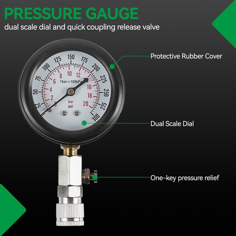 11Pcs Cylinder Compression Gauge Tester Kit Gas Engine Diagnostic Testing Tool