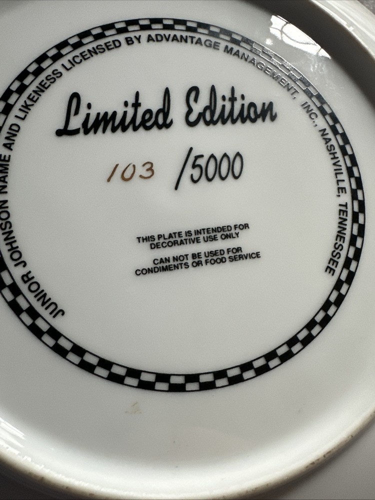 JUNIOR JOHNSON PLATE Numbered 103 Of 5000