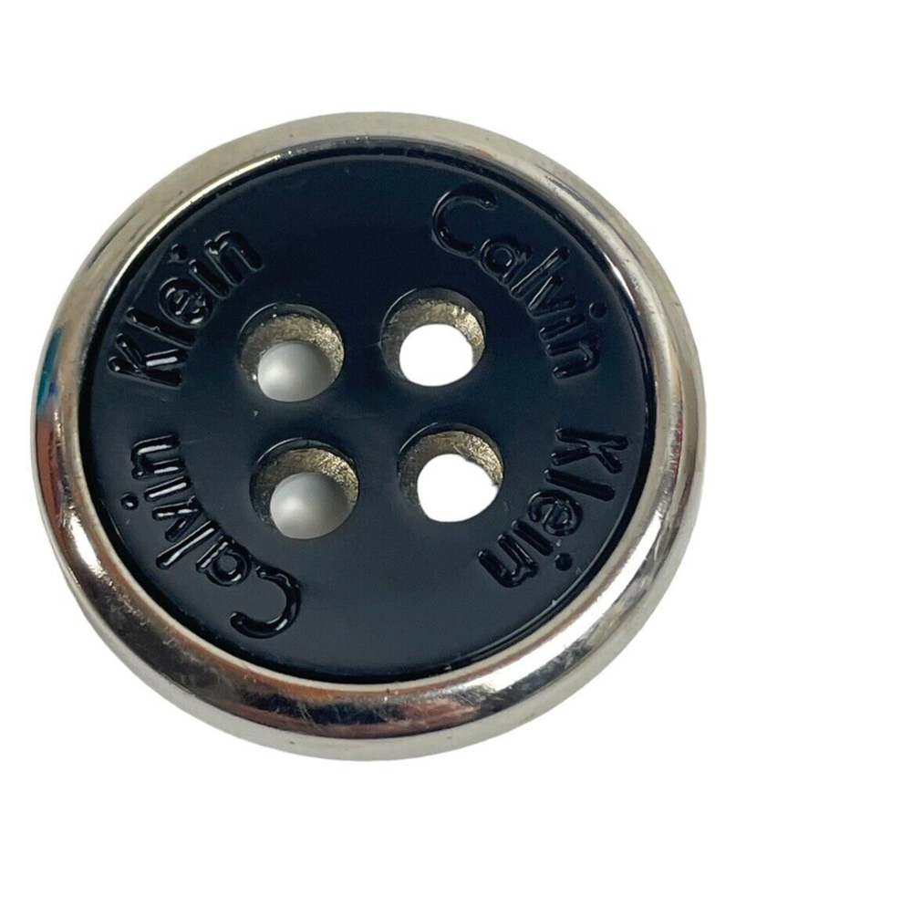 Calvin Klein Plastic Black w/ Silver Color Rim Main Front Replacement Button 1"