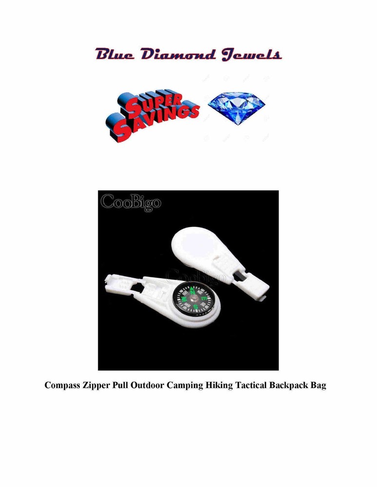 2X Compass For Zipper Pull Camping Hiking Jacket Coat Backpack US SELLER