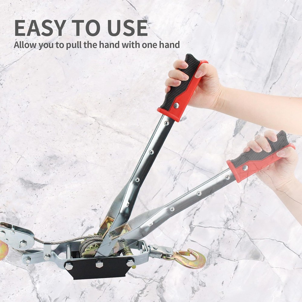 Come Along 4T Pulling Capacity Winch Ratchet Dual Gear Power Puller Heavy Duty