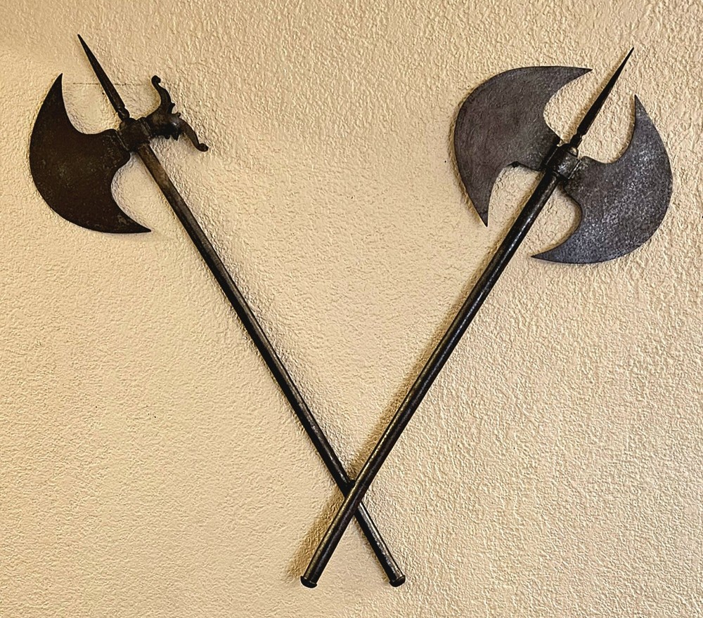 Indo-Persian battle axes - Etched Script