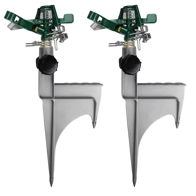 Orbit 2 Pack Metal Impact Lawn Sprinklers On Step Spike Full Circle Coverage