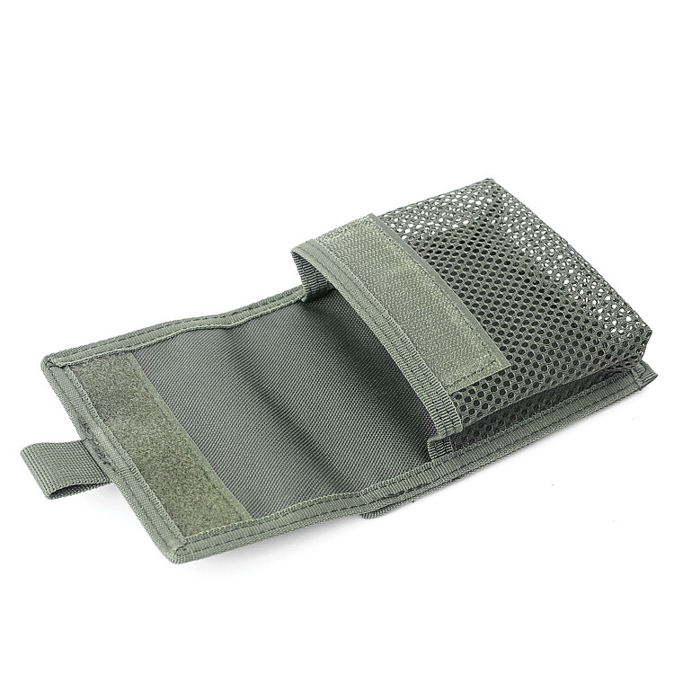 Hook & Loop Panel MOLLE Patch Converter Adapter with Tactical Mesh Pouch Kit Bag