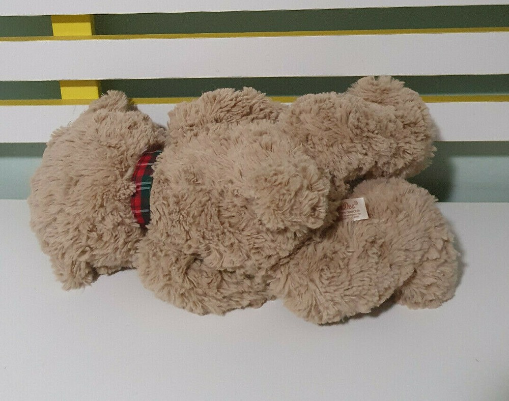 TEDDY BEAR DAN DEE PLAID BOW BROWN BEAR 30CM