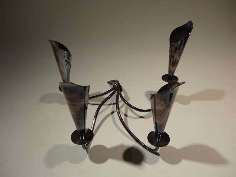 Hans Jensen Danish Silverplate Four-Light Candelabra