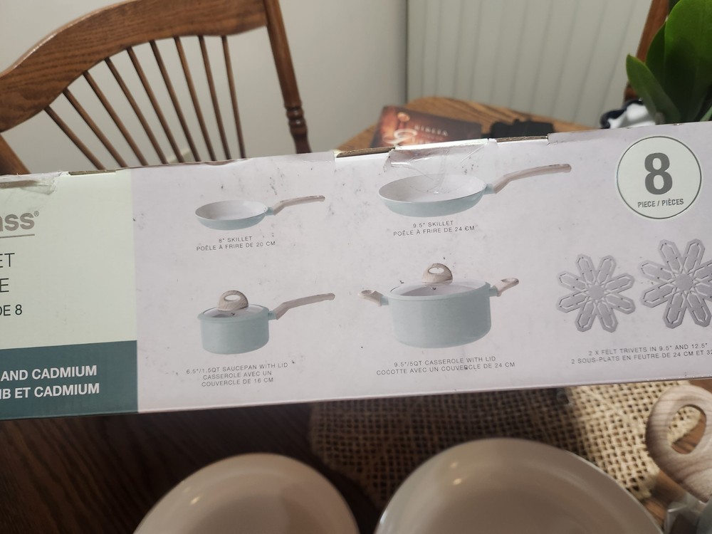 MasterClass 8-Piece Ceramic Non-Stick Cookware Set Wood Effect Handles