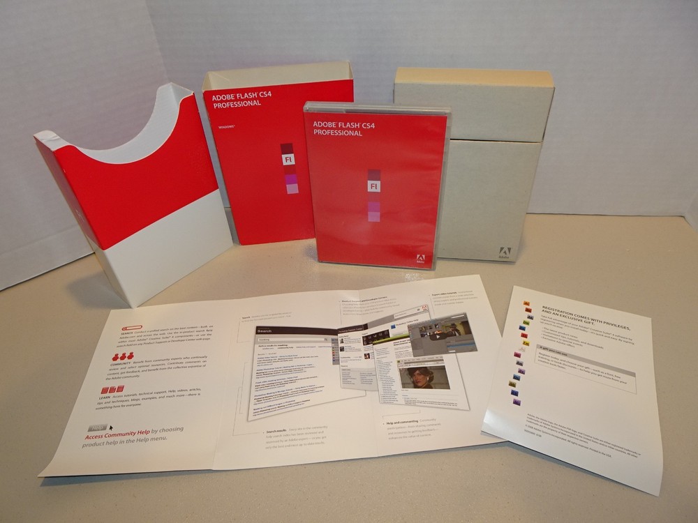 ADOBE FLASH CS4 PROFESSIONAL, Adobe Creative Suite 4, WINDOWS, Orig Pkg Serial #