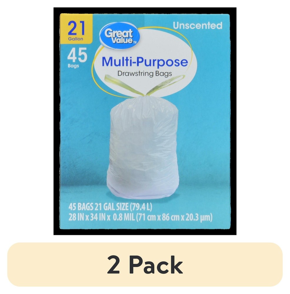 21-Gallon Multipurpose Drawstring Trash Bag, Unscented, 45 Bags