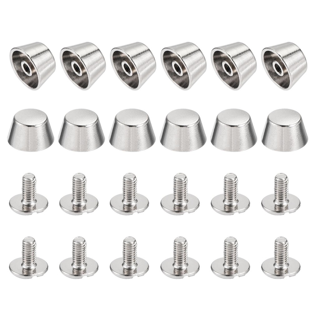 12x7mm Rivet Studs Screw Back Flat Cable Feet Stud Silver Tip 12pcs