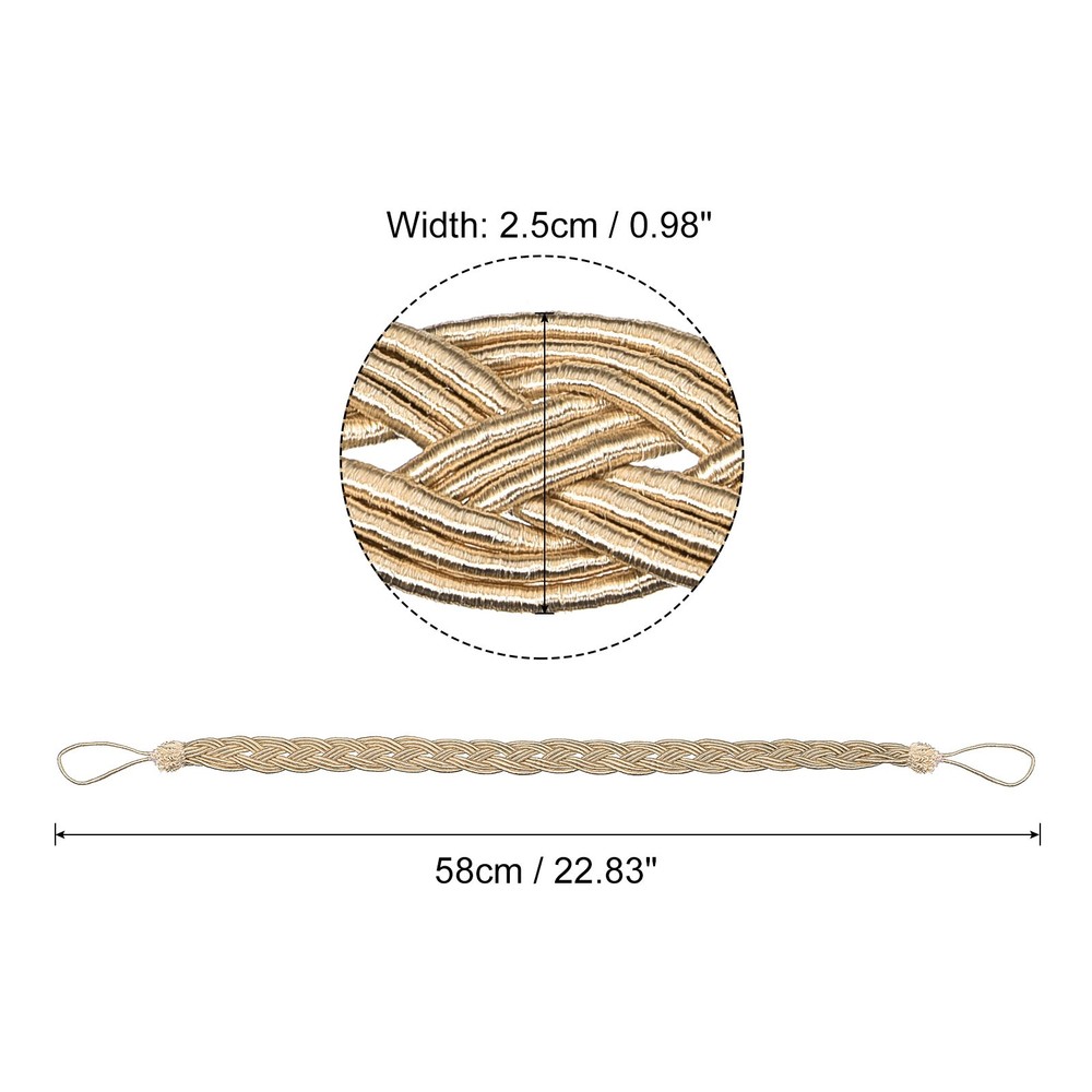 4Pack 23" Curtain Tiebacks Braid Drapery Holdback Holder with Hook Taupe