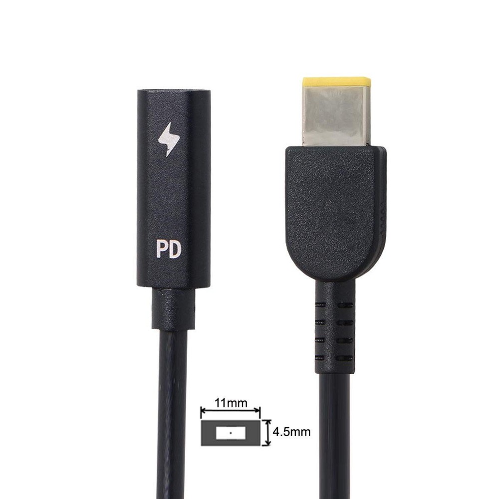 cablecc Type C USB-C to Rectangle 11.0x4.5mm Power Plug Black Retangle Jack