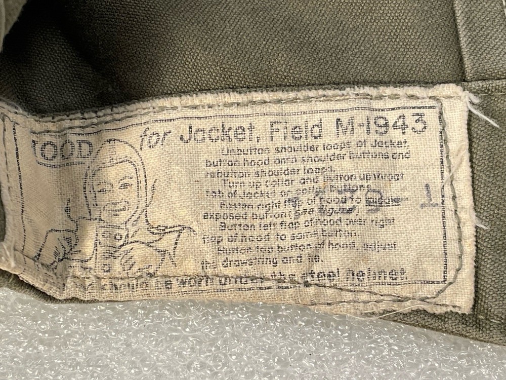Original WWII US M43 Field Jacket Hood