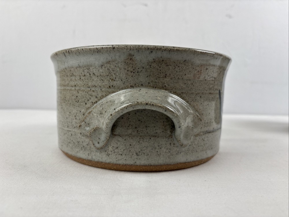 Studio Art Pottery Blue Stoneware Pots 2 Pc
