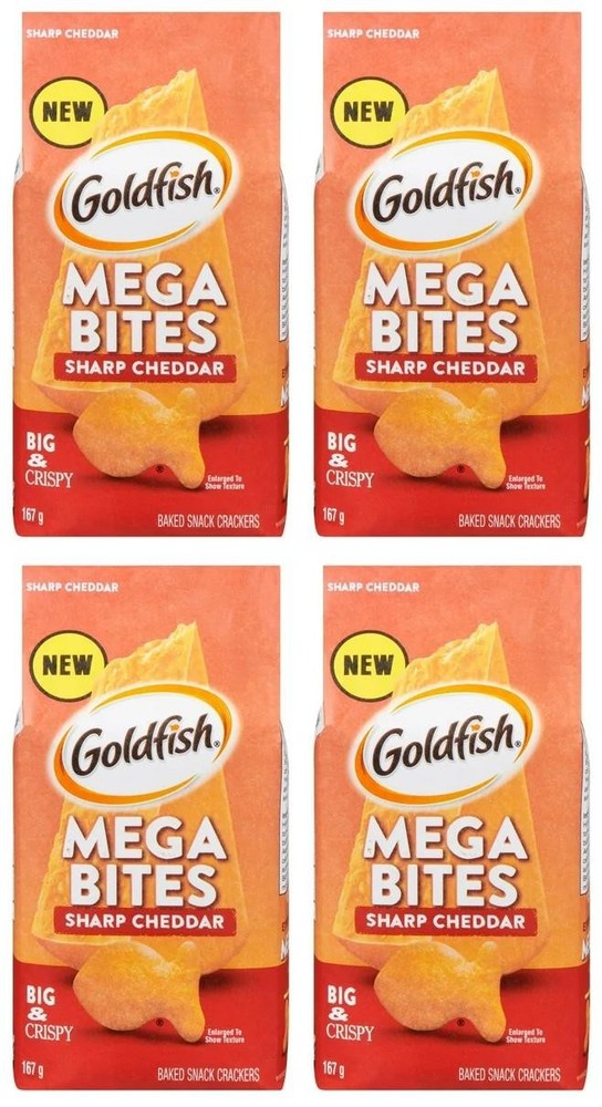 Goldfish Mega Bites Sharp Cheddar Crackers, 167g (4 Pack)