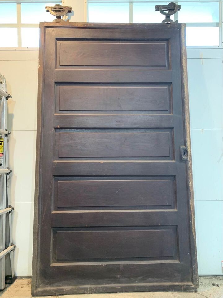 48x83” Locking Victorian 5-Panel Pocket Door w/ Rollers