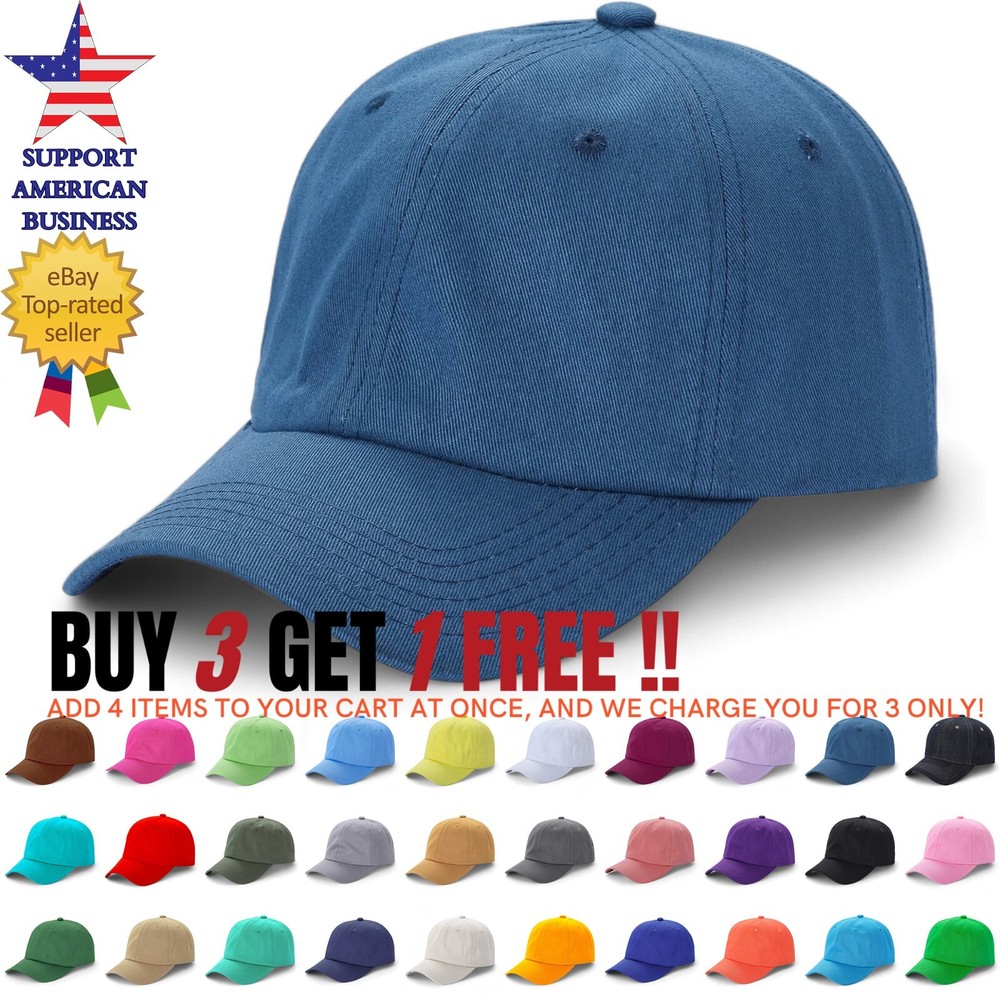 Cotton Dad Hat Adjustable Baseball Caps for Men and Women in Solid Plain Colors
