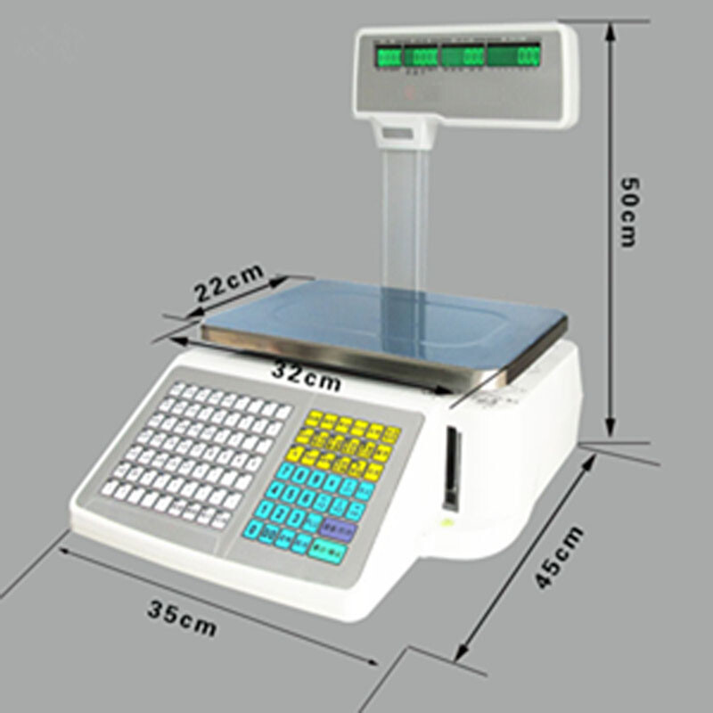 110V Digital Price Computing Scale Thermal Printer 15kg/33 lbs Four-window Pole