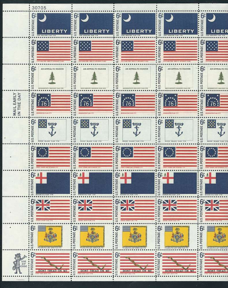 Scott #1345/54...6 Cent...Colonial Flags...Sheet of 50