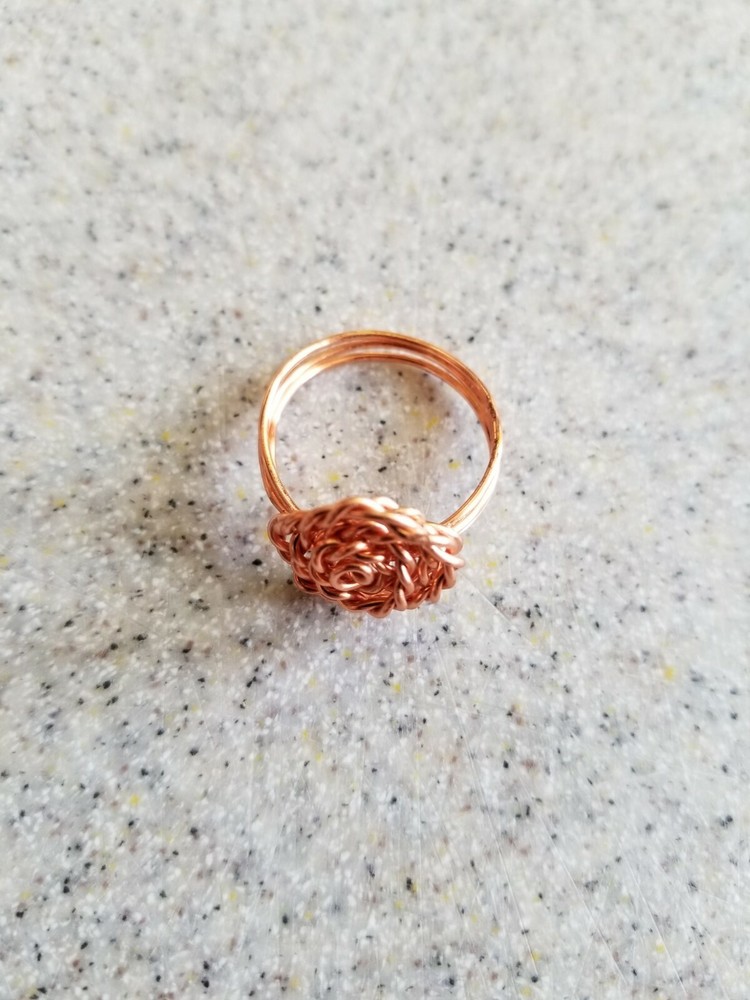 COPPER WIRE ROPE ROSE RING