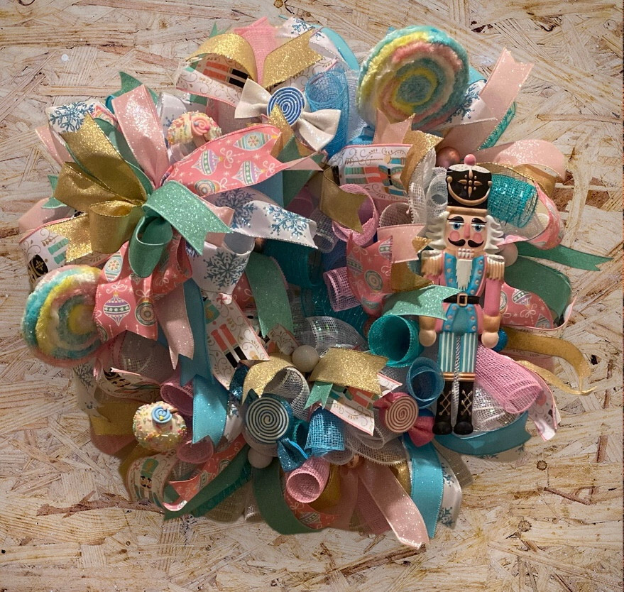 Nutcracker Christmas wreath,Nutcracker Christmas decor,Christmas Candy wreath