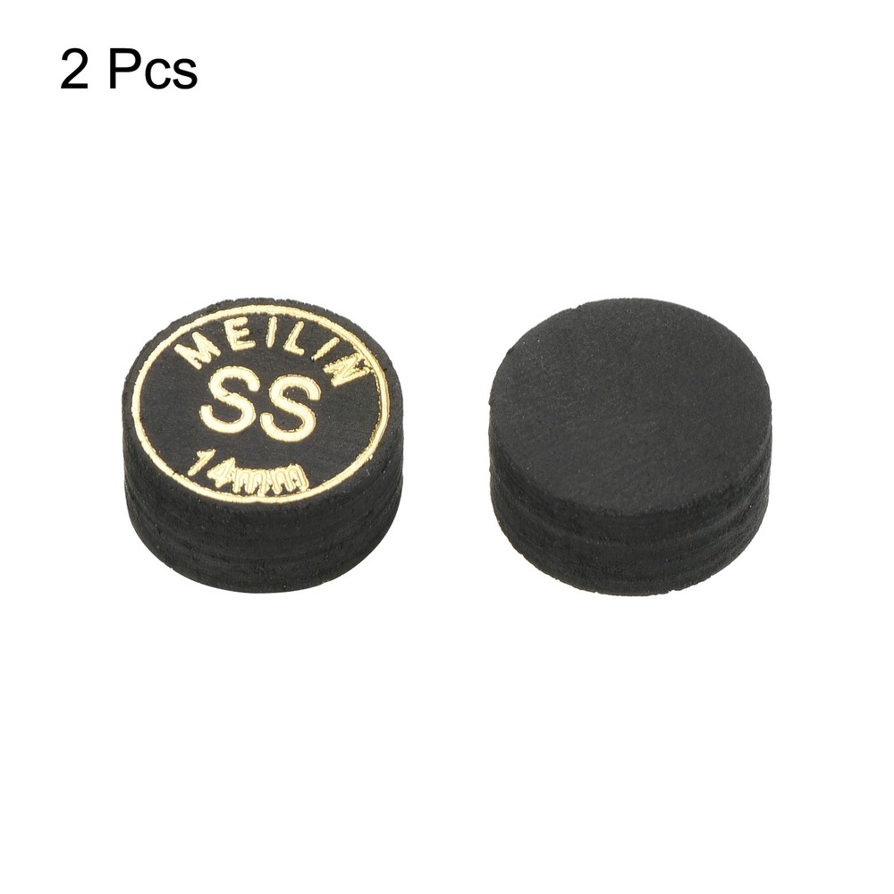 2PCS 14mm Pool Cue Tips Super Soft Multiple Layer Pool Billiard Cue Tips Black