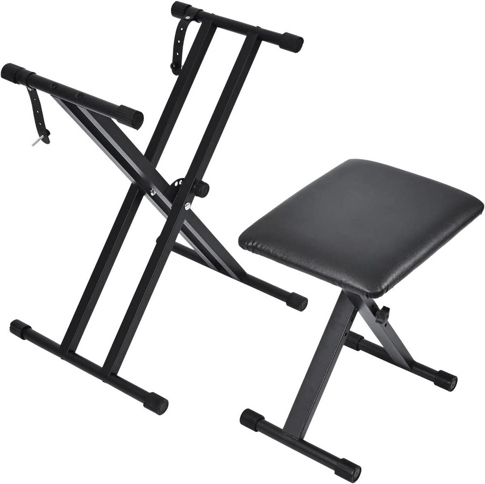 Double-X Keyboard Stand and Bench Set tipatyard w/ Locking Straps Stable