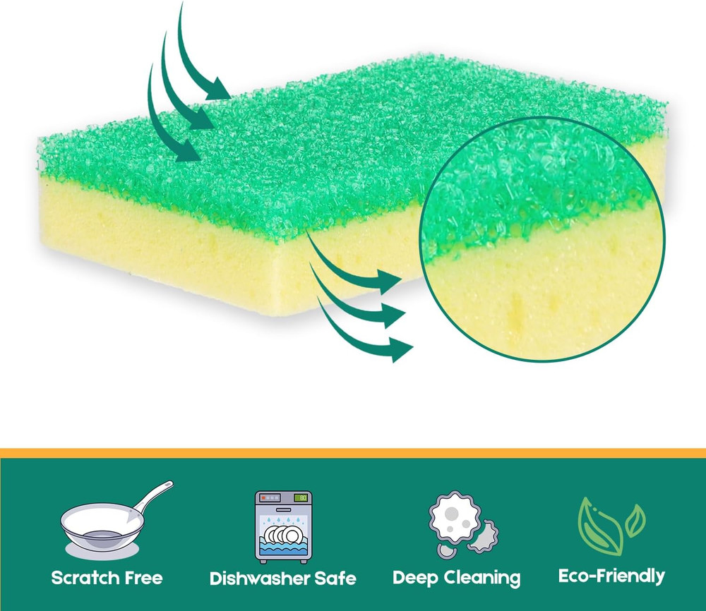 Scrub Sponge, Dual-Sided Temperature-Responsive Scrubber - Non-Scratch - Multipu
