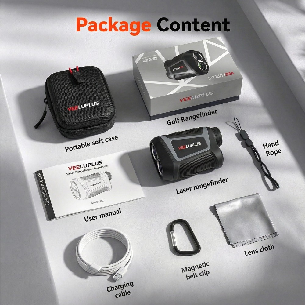 Golf Rangefinder with Slope & Magnetic Mount - High Precision Grey