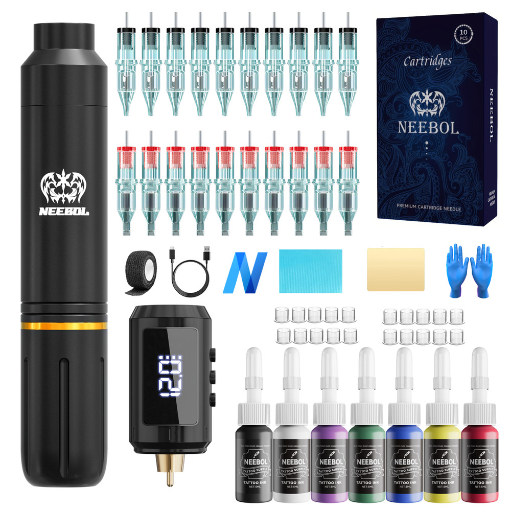 Complete Wireless Tattoo Pen Kit Rotary Microblading Machine Permanent MakeUp