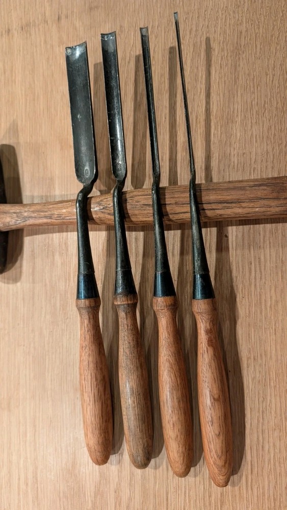 Set Of Four Japanese Kote Nomi Crank Neck Gouges