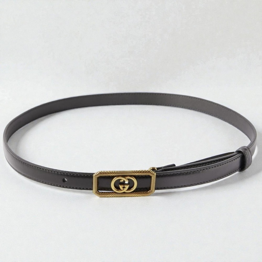NWT Gucci Interlocking G Square Thin Leather Belt Black Size 90/36 Authentic