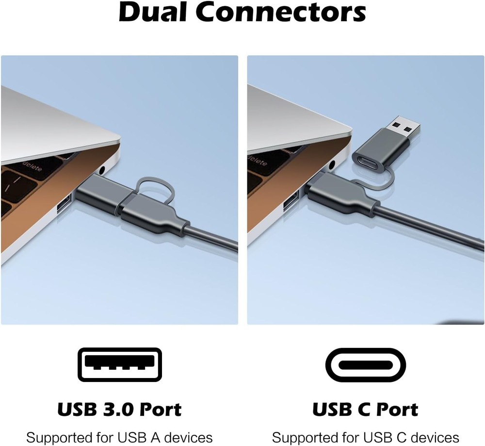 SD Card Reader, Memory Reader 4 in 1 USB C 3.0 Dual Connector A