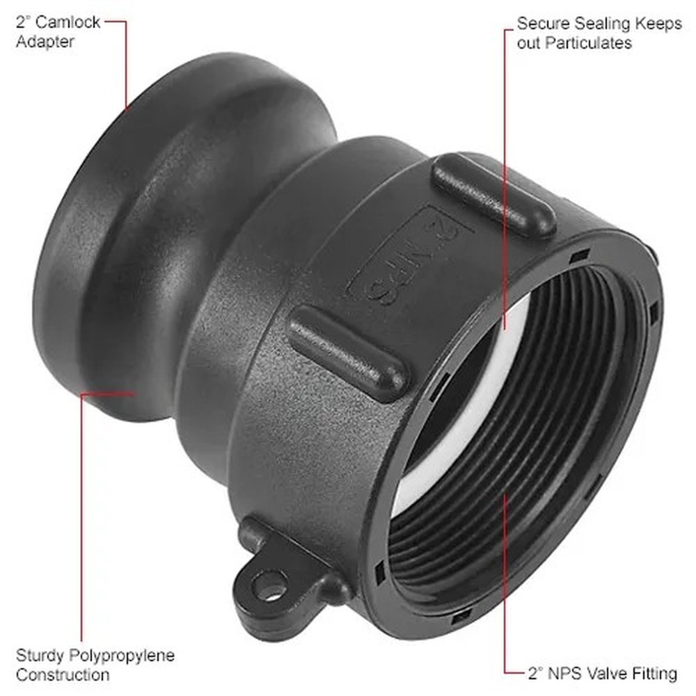 Polypropylene 2" Female NPS Pipe Thread x 2" Part A Camlock Adapter