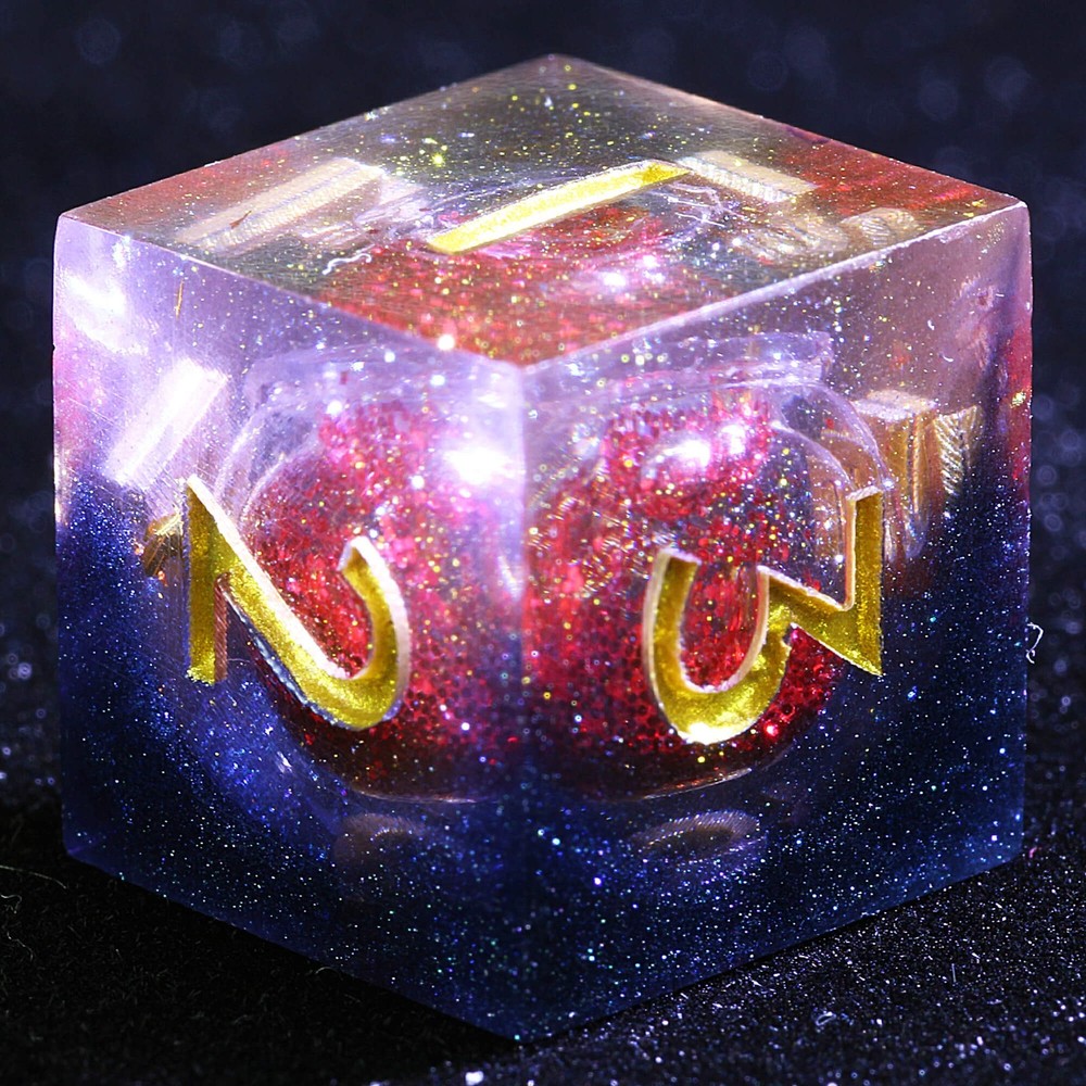 9 Polyhedral Resin Liquid Sets D and D Dice Crimson Core Shell RPG