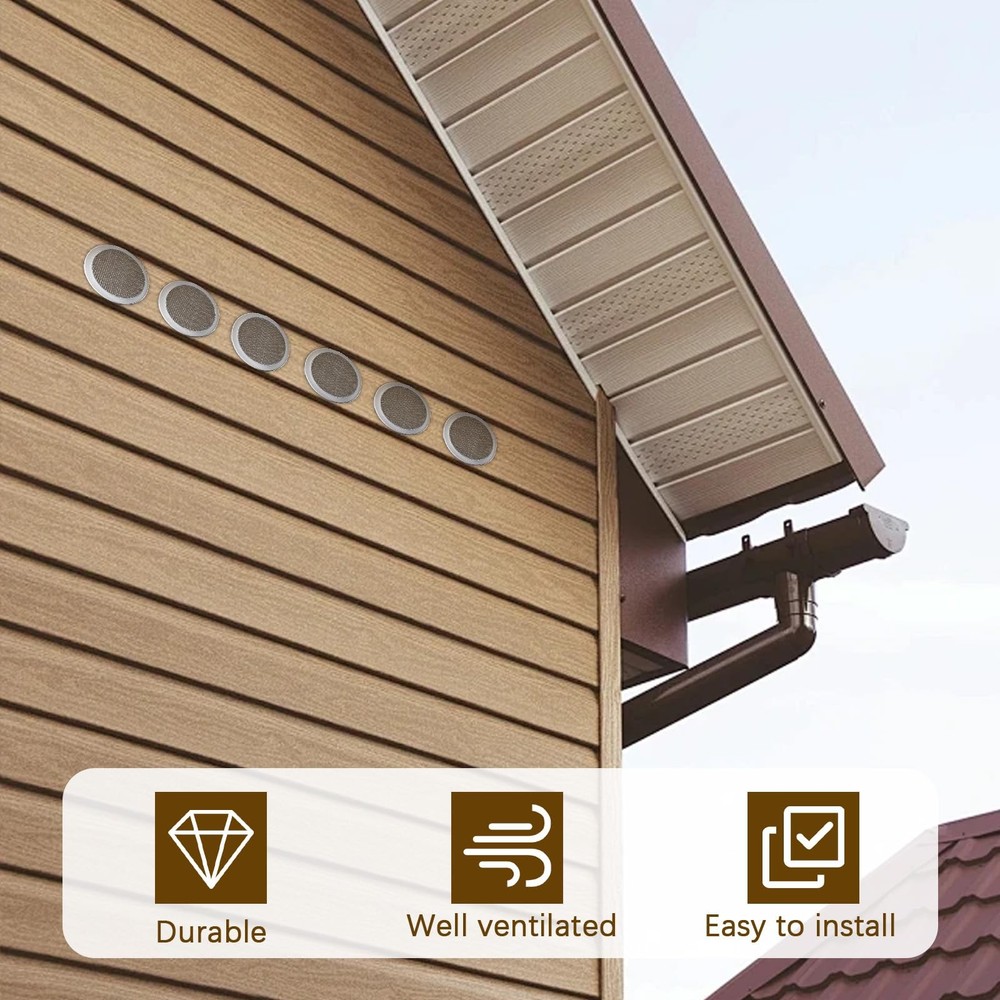 2 Inch,Round Open Screen Vent,Mill Finish, Pack of 6