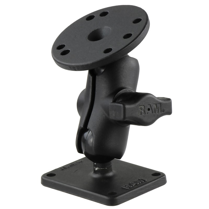 RAM 1" Ball Short Mount with 2" x 2.5" Rectangular Base and 2.5" Round AMPS Base