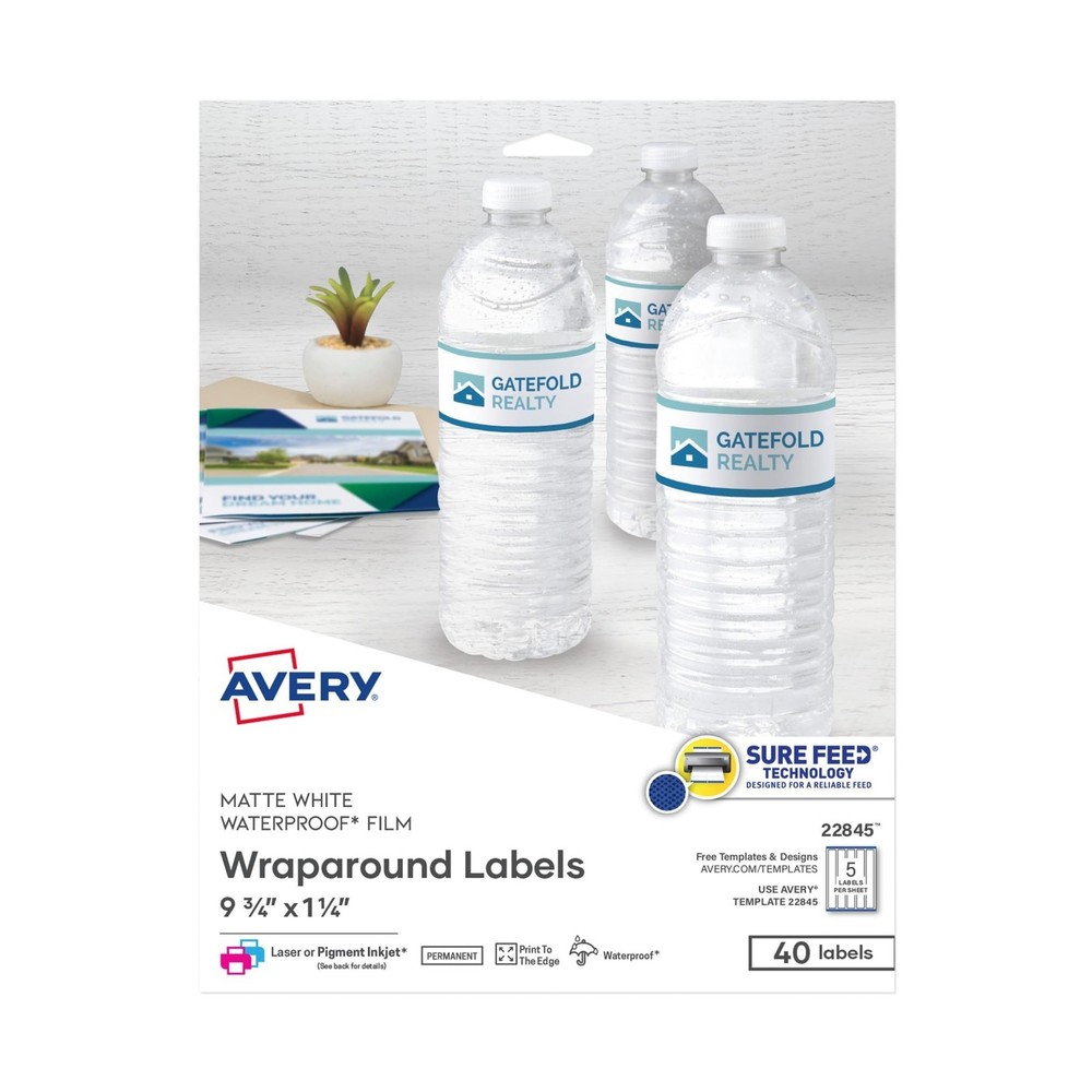 Avery Durable Waterproof Wraparound Rectangle Labels with Sure Feed Technolog...
