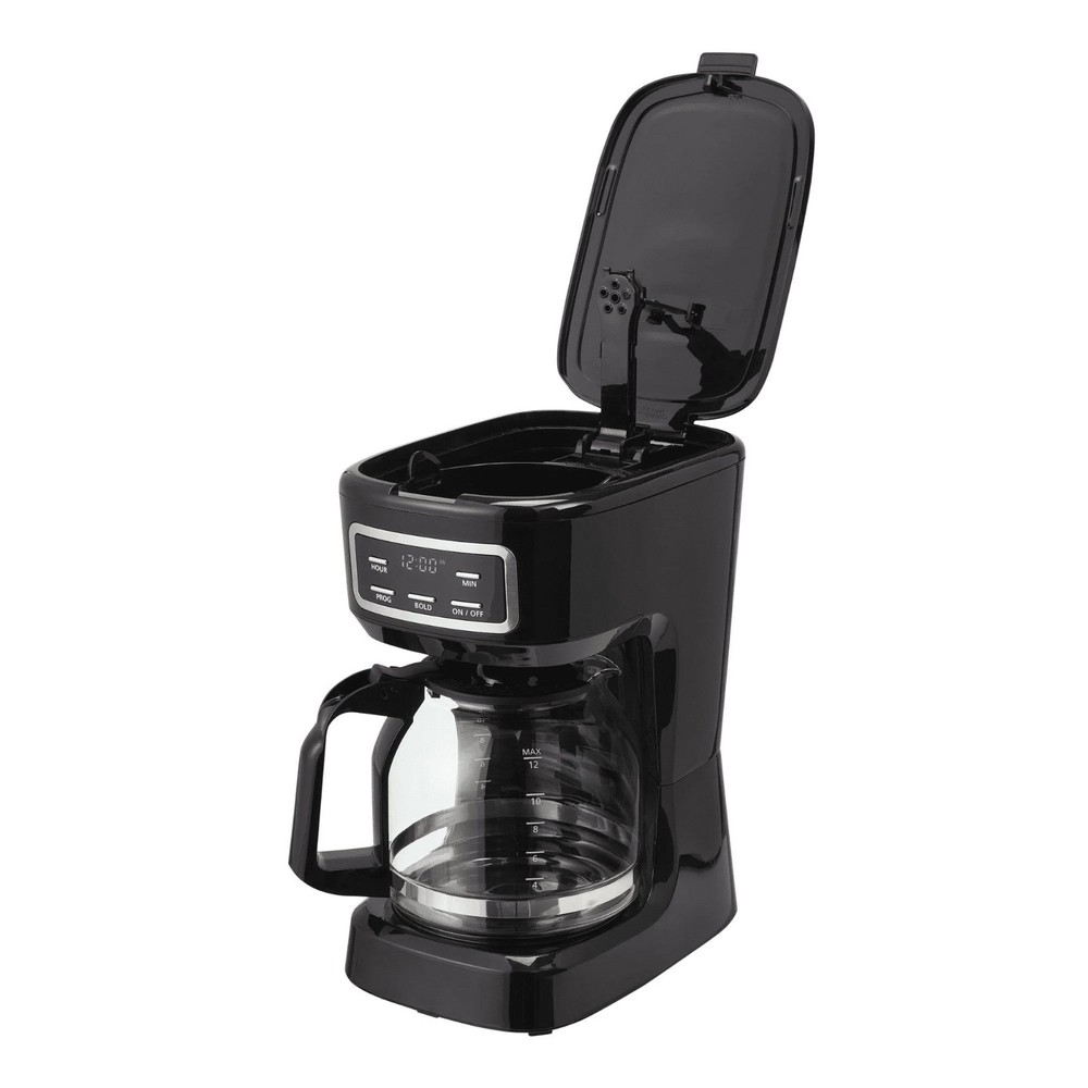 Mainstays 12-Cup Programmable Drip Coffee Maker Black Auto Shut-Off Bold Brew