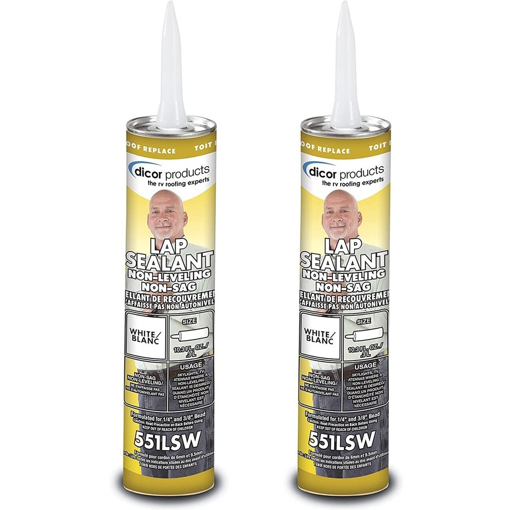Dicor 551LSW-1 QTY. 2, Non-Leveling Non-Sag Lap Sealant White, 10.3 OZ Tube