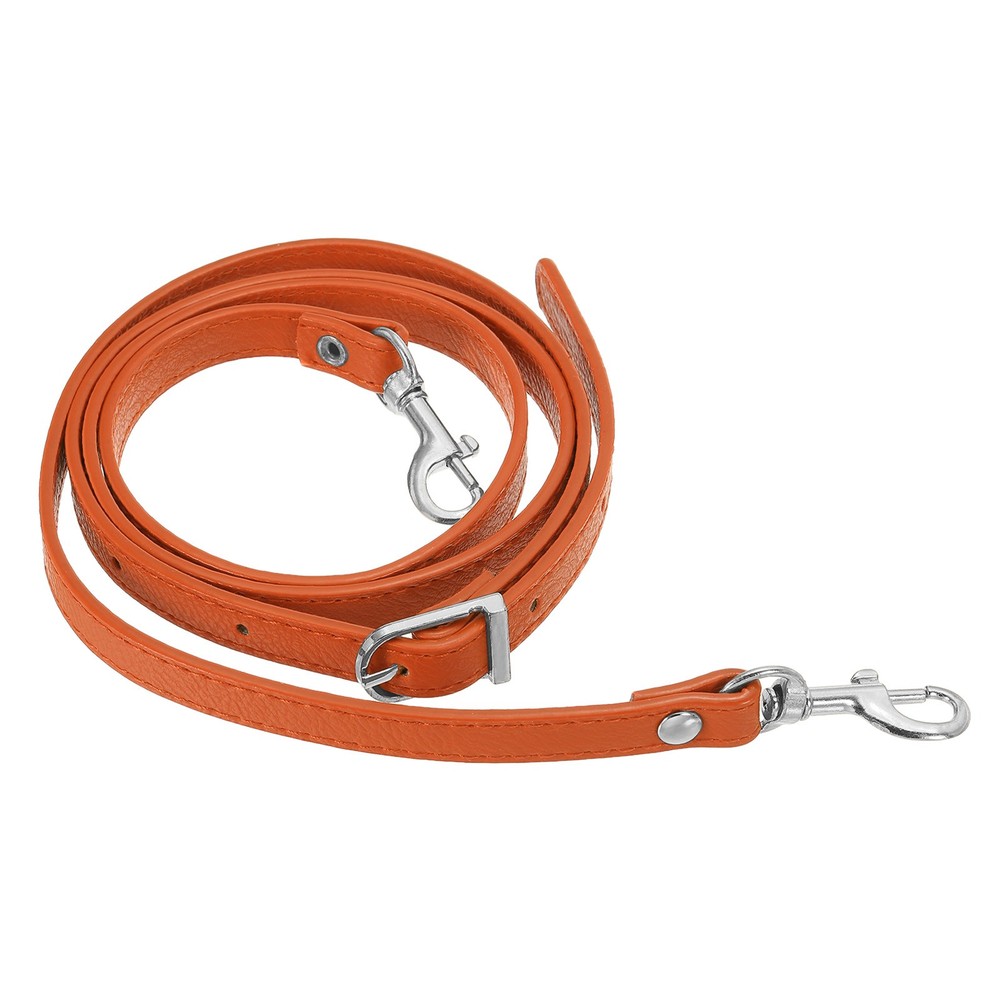 47 Inch Adjustable PU Leather Purse Strap with Silver Hardware, Orange