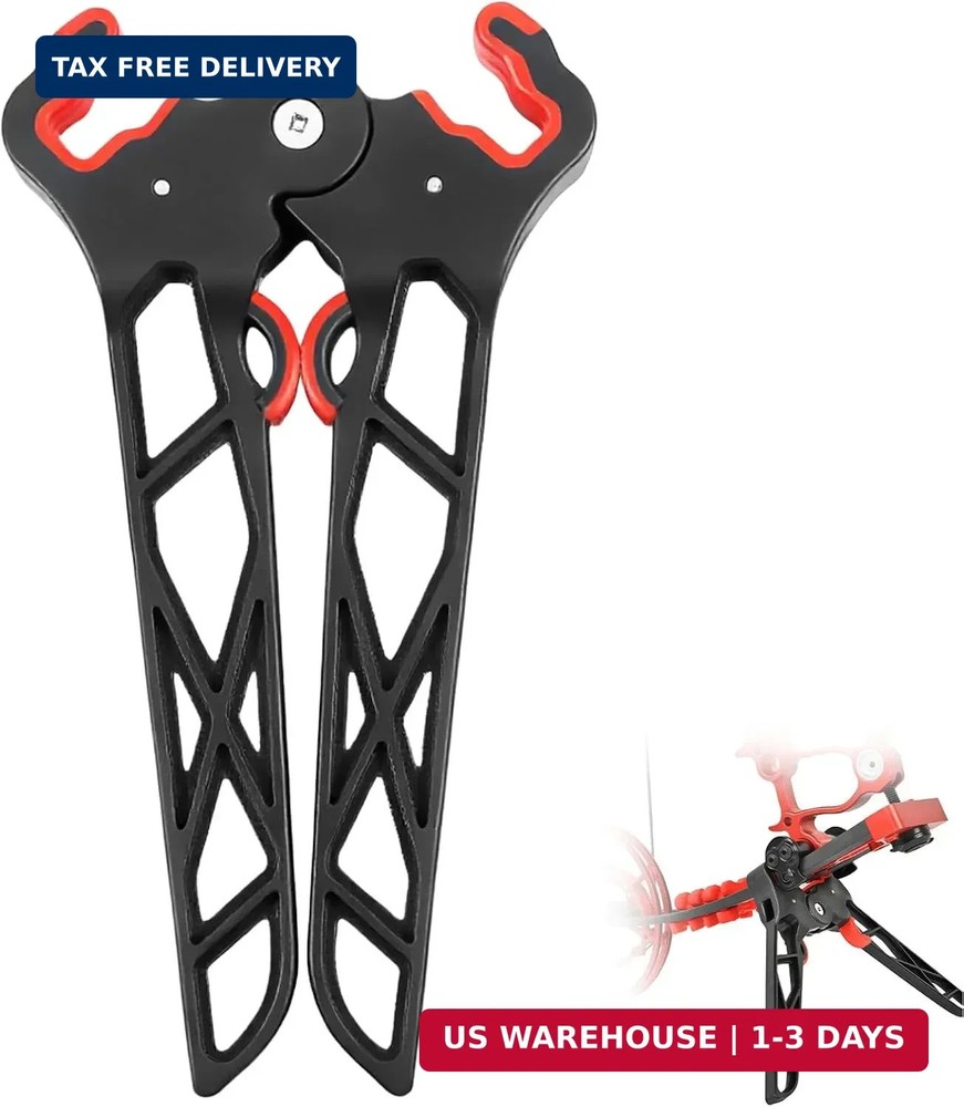 Archery Bow Stand, Rubber Foldable Compound Bow Holder, Ground - Supporting Bipo